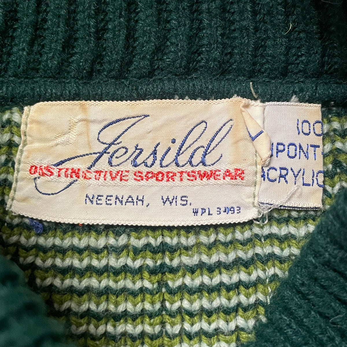 60’s Jersild Green Patterned Knit Sweater