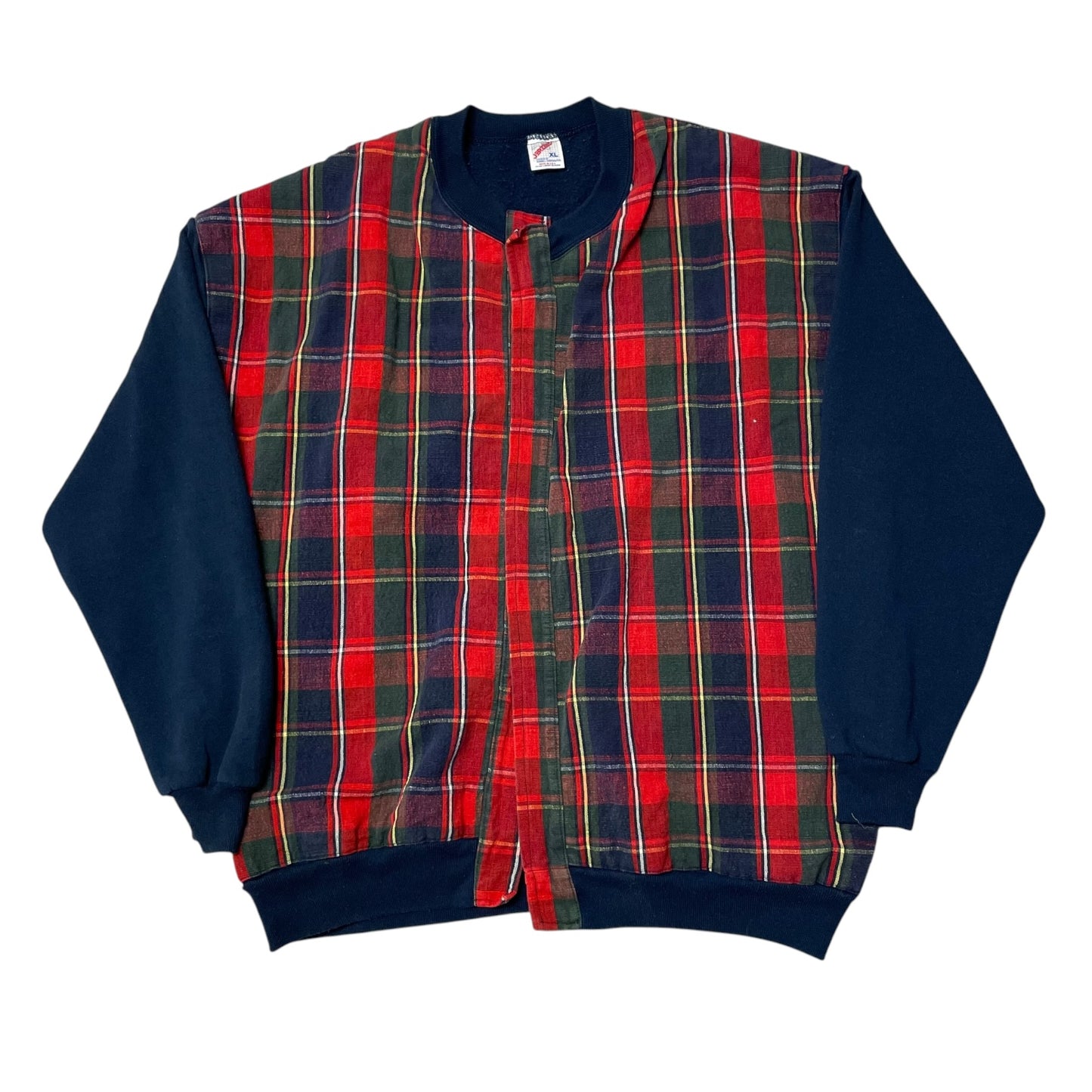 80’s Jerzees Custom Plaid Cardigan Sweatshirt