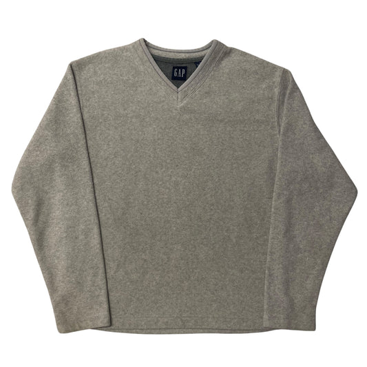 Gap V Neck Fleece Sweater Gray