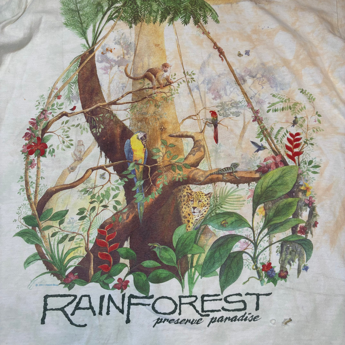 1990s Rainforest Liquid Blue T shirt XL