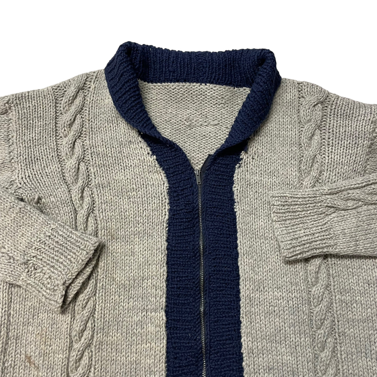 50’s Two Tone Zip Up Acrylic/Wool Knit Cardigan