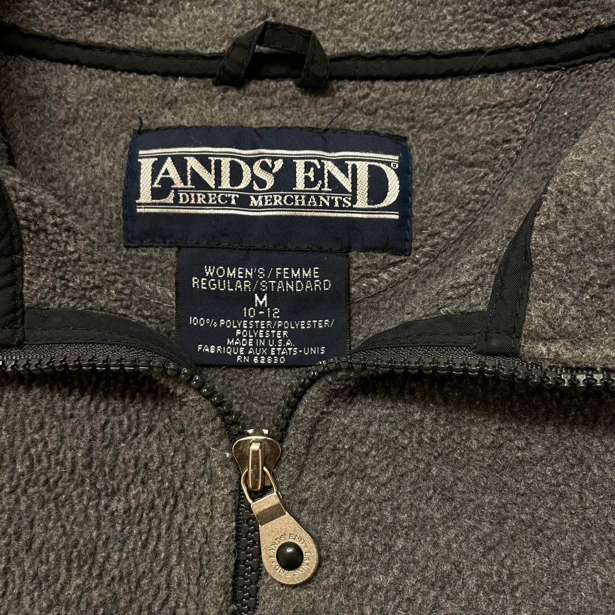 90’s Land’s End Woman’s Fleece Zip Jacket Gray