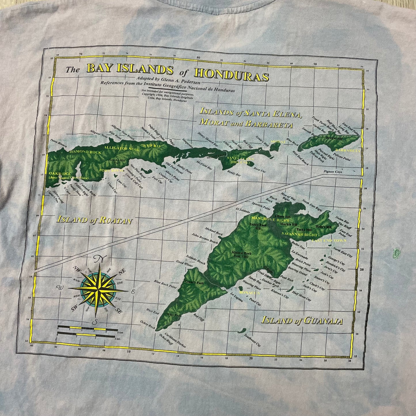 90’s ‘Islands of Honduras’ Map Tie Dye T-Shirt