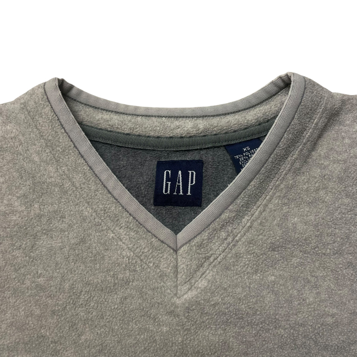 Gap V Neck Fleece Sweater Gray