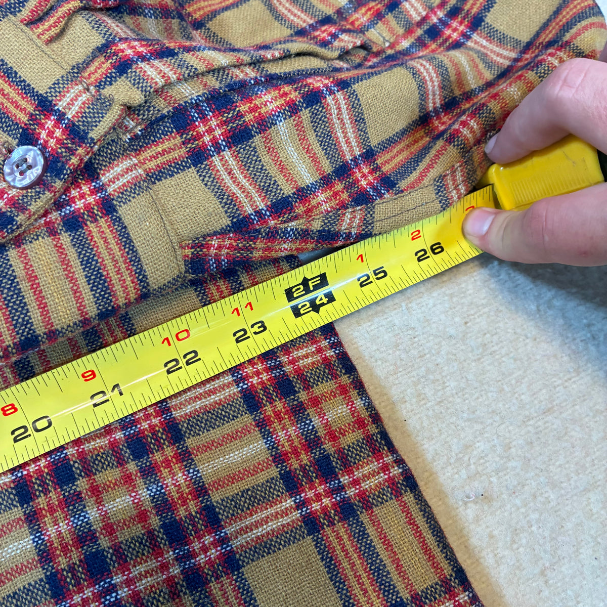 70’s Montgomery Ward Loop Collar Plaid Flannel Shirt XL
