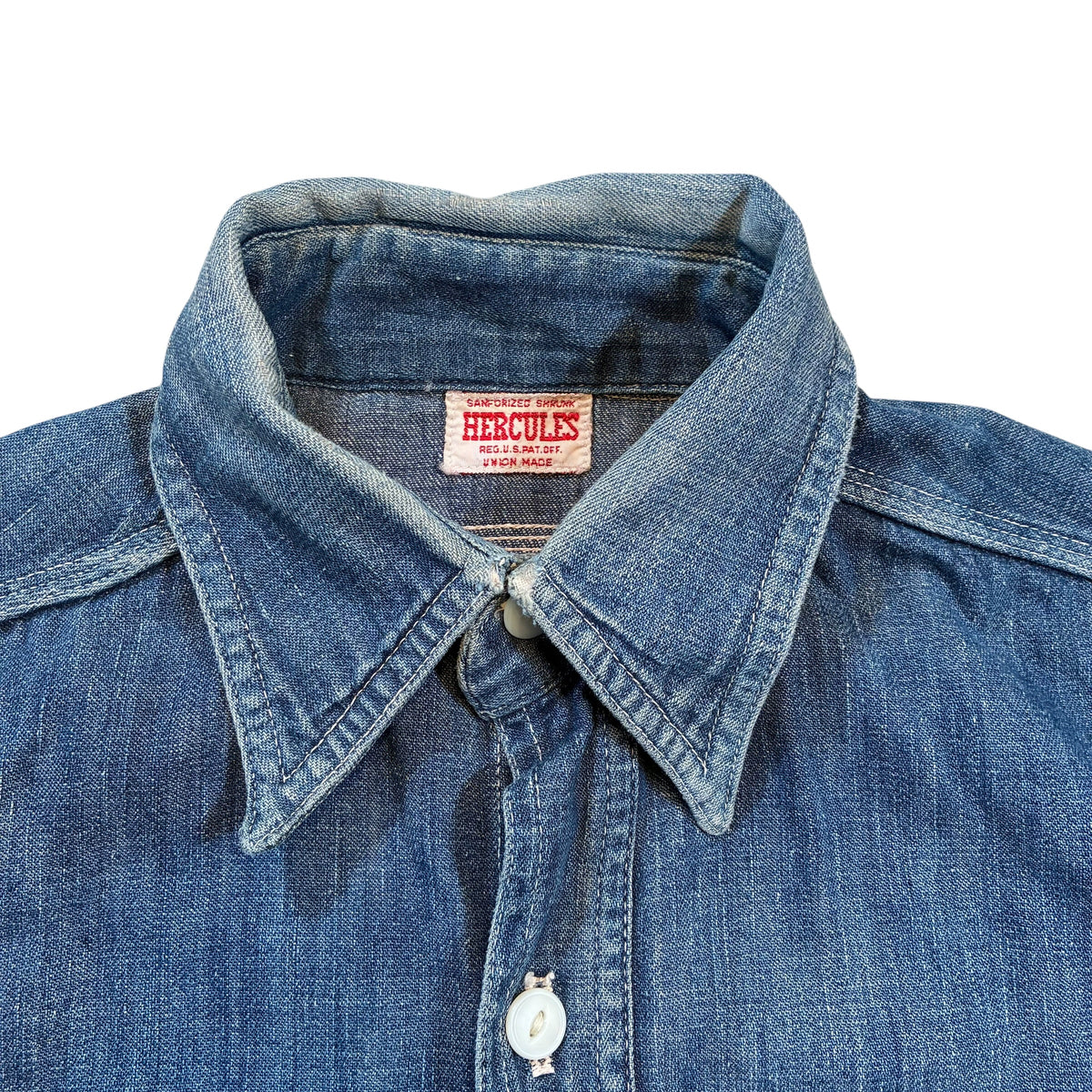 True Vintage 40’s Hercules Selvedge Denim Chambray (See Measurements)