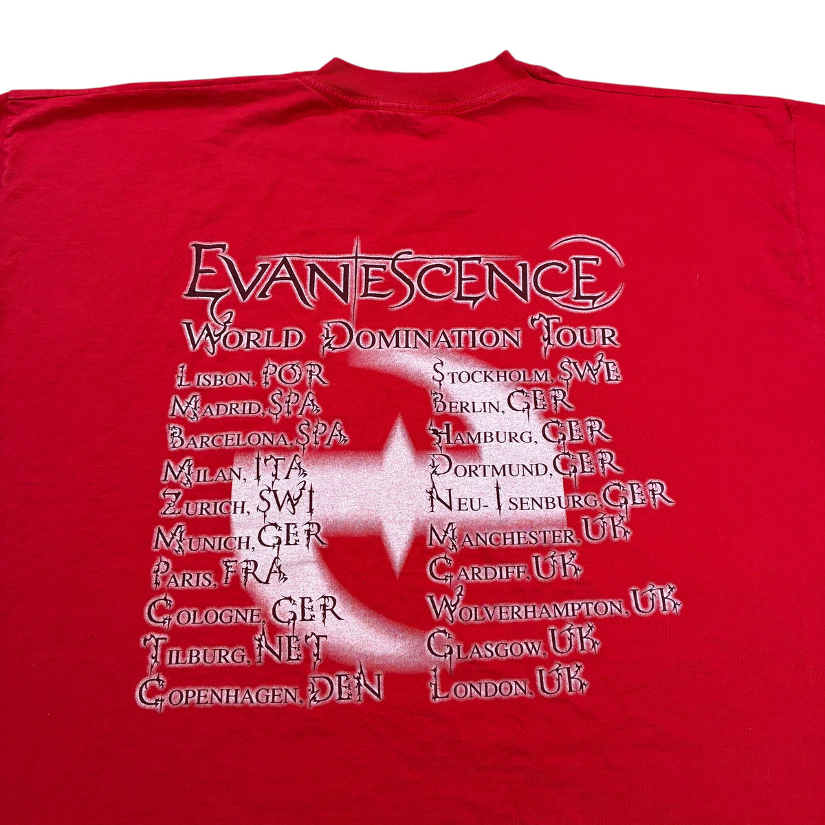 Evanescence World Domination Tour Band T-Shirt Large