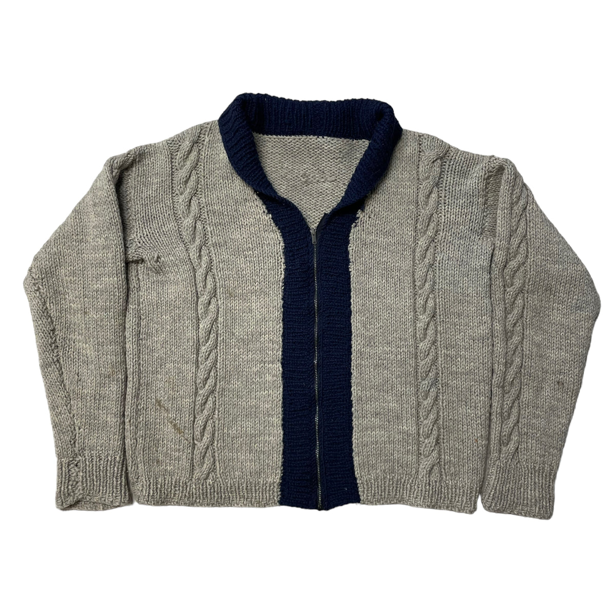 50’s Two Tone Zip Up Acrylic/Wool Knit Cardigan