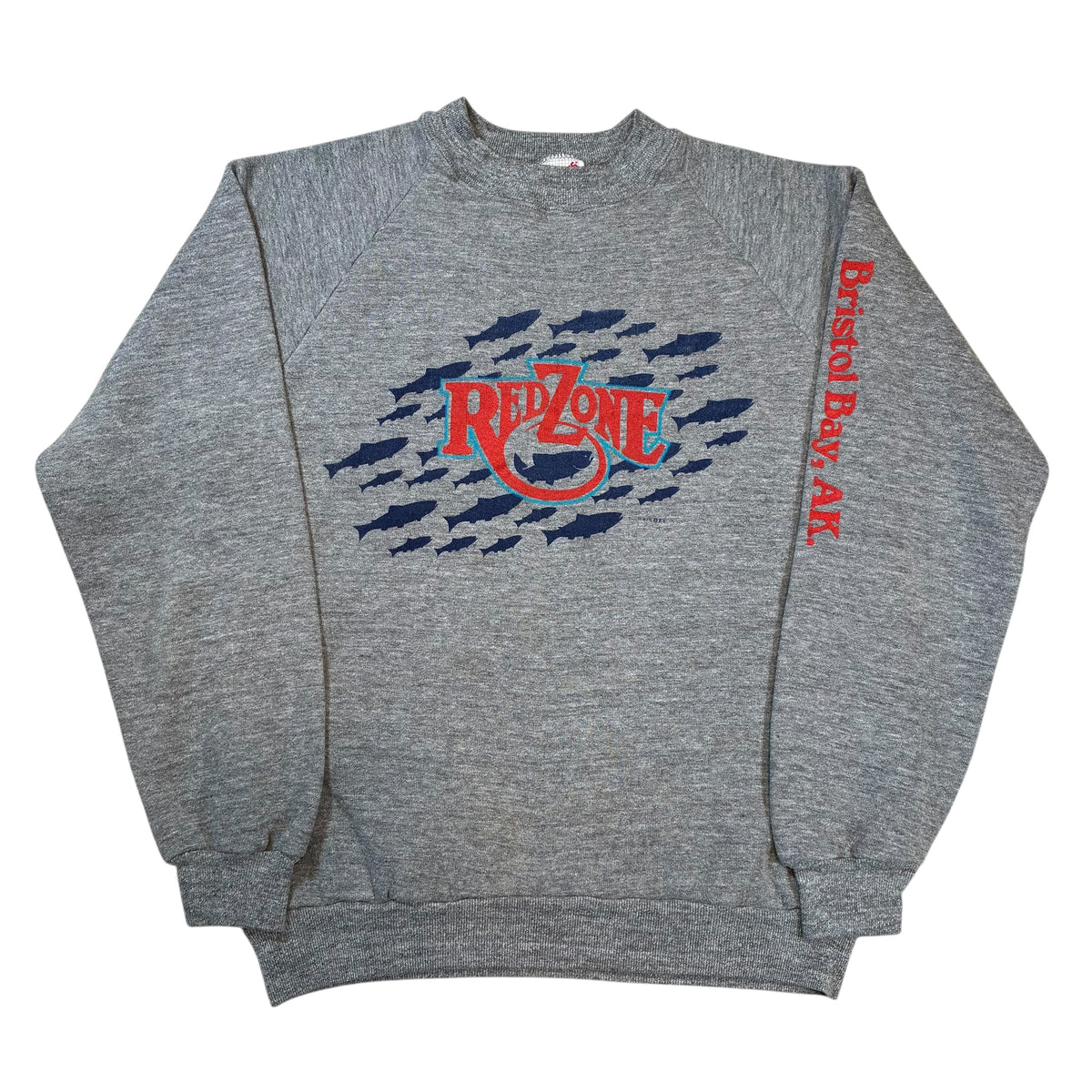 Vintage 80’s Bristol Bay Alaska ‘Redzone’ Fish Sweatshirt Medium