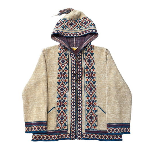 70’s Sabra Zip Up Hooded Knit Sweater