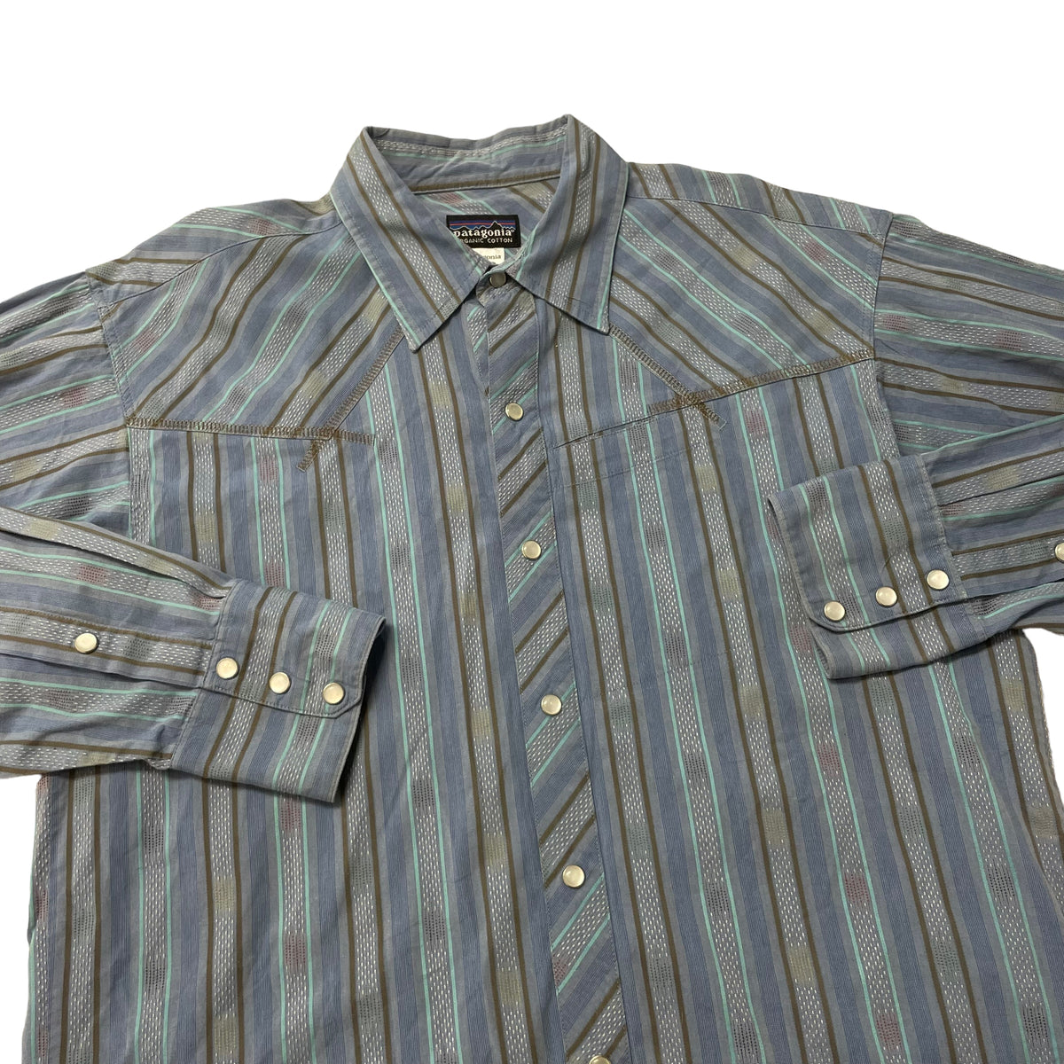 00’s Patagonia Rhythm Stripe Pattern Pearl Snap Shirt