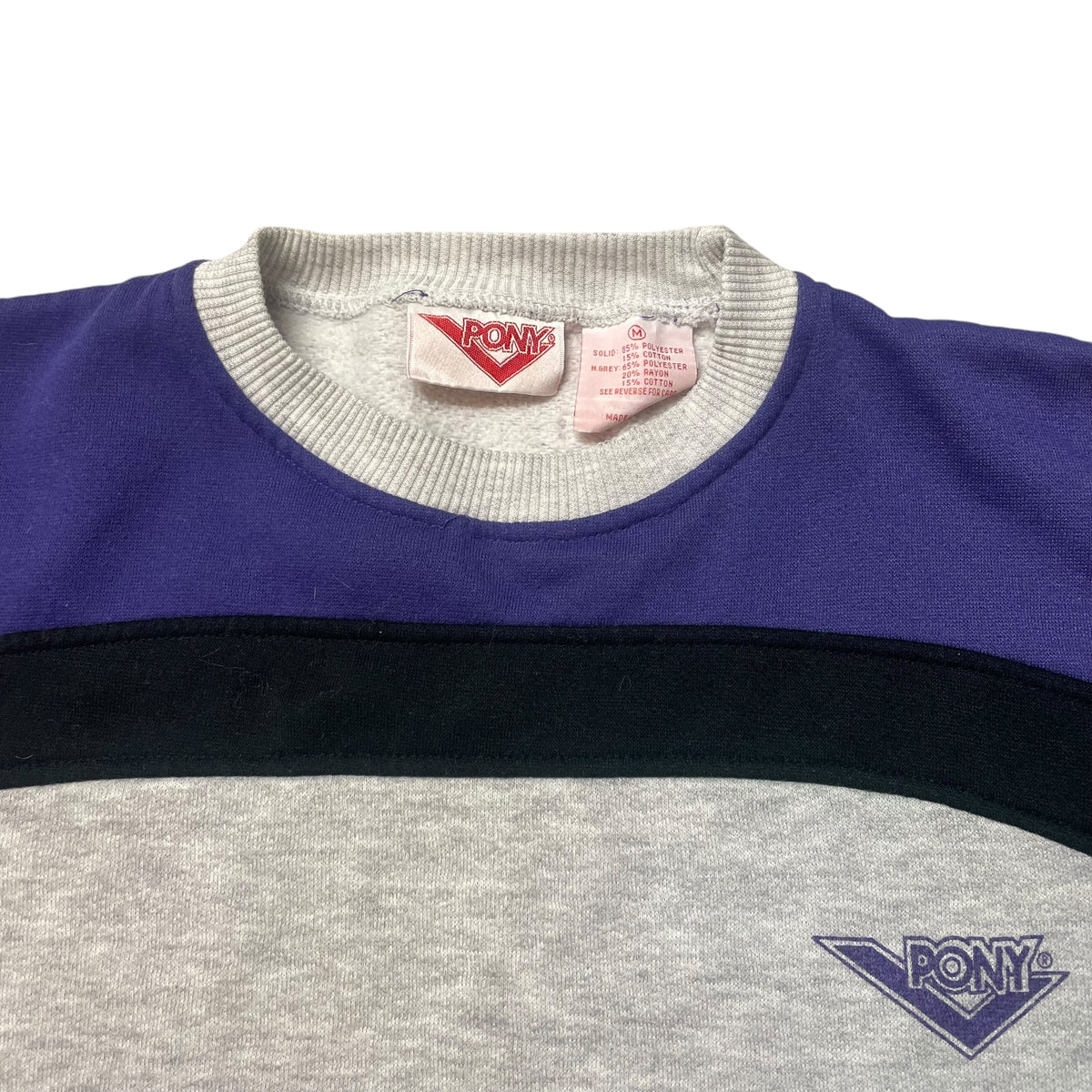 80’s Pony Color Block Sweatshirt Gray/Purple