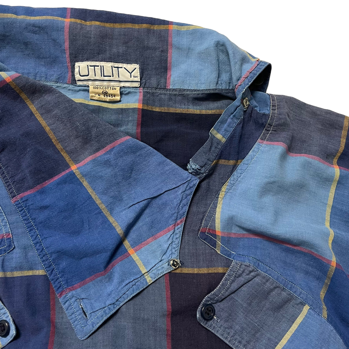 80’s Utility Plaid Slant Pocket Snap collar Shirt