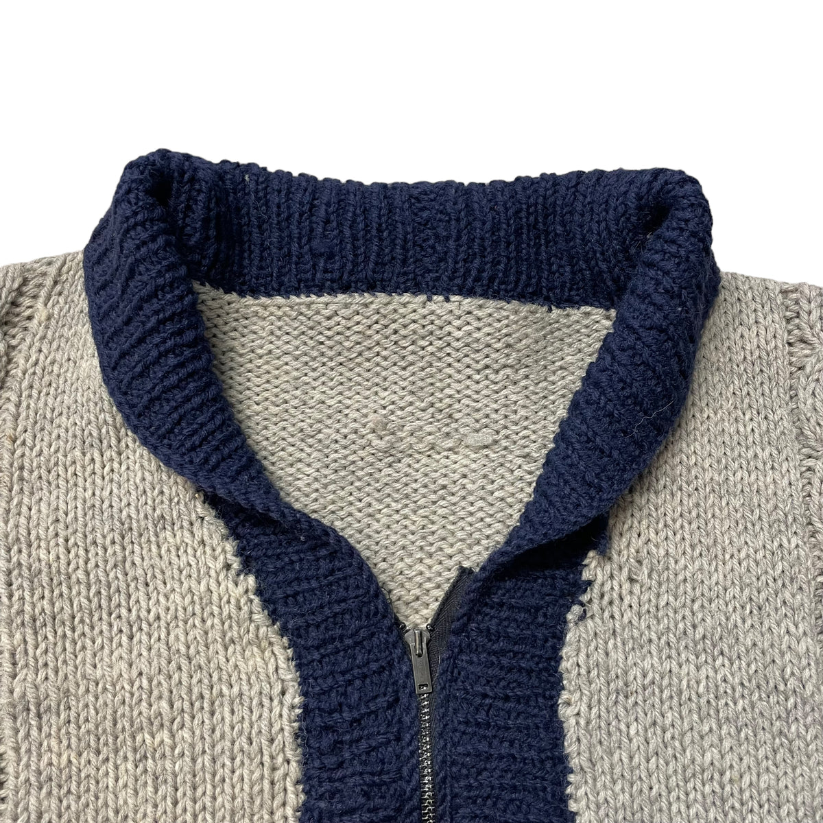 50’s Two Tone Zip Up Acrylic/Wool Knit Cardigan