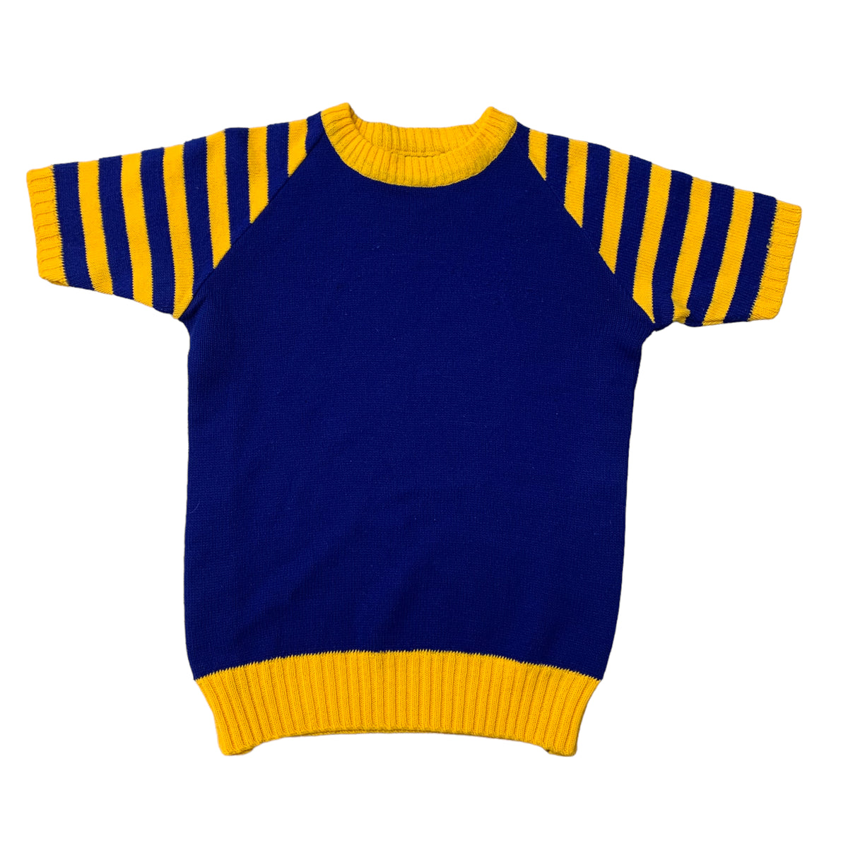 60’s/70’s Two Tone Striped Short Sleeve Knit Sweater