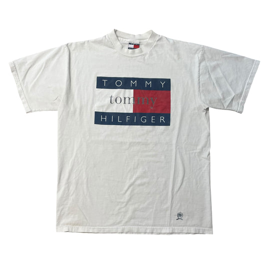 90’s Tommy Hilfiger Big Flag Logo T-Shirt White