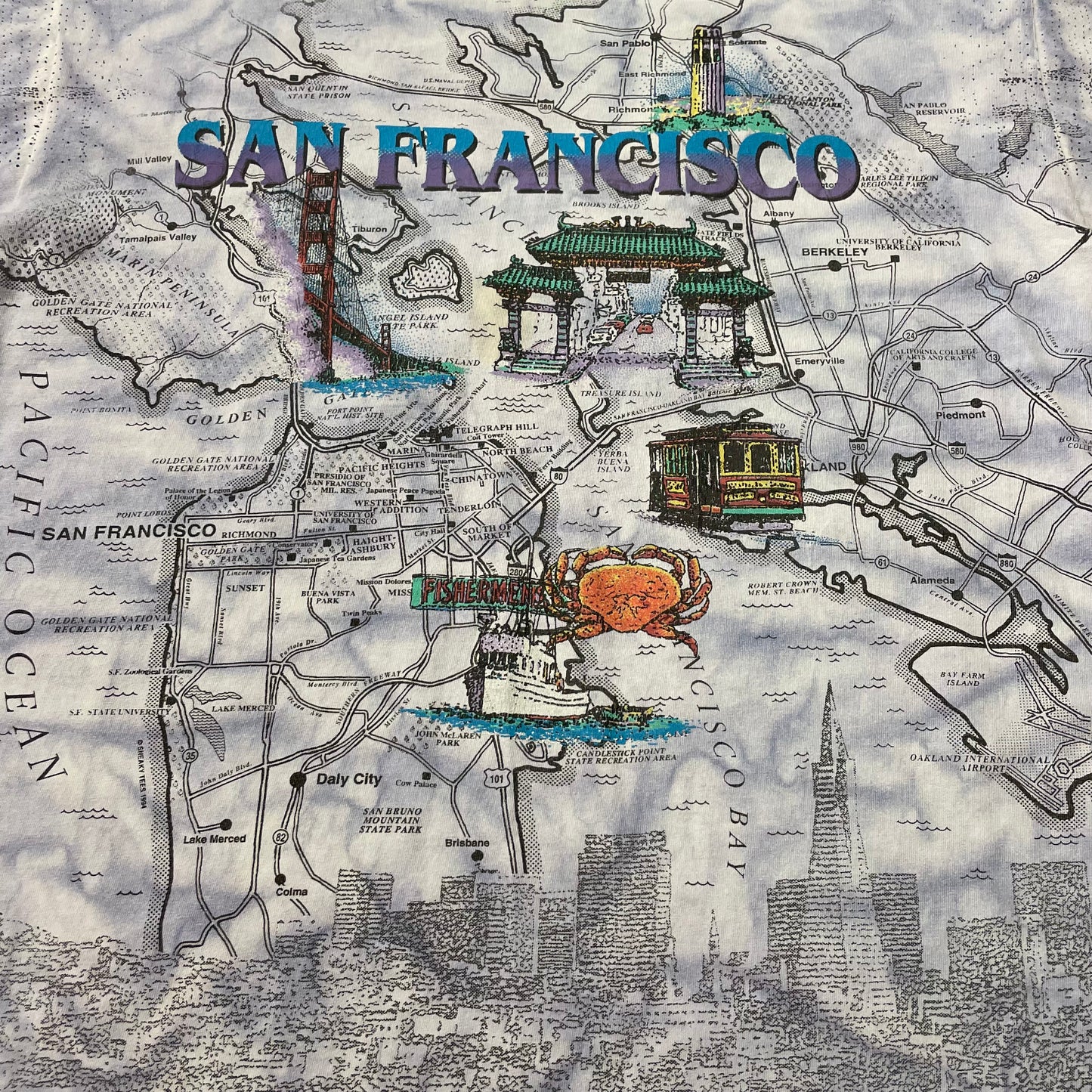 90’s San Francisco Map All Over Print T-Shirt