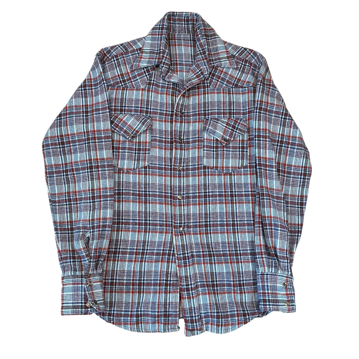 70’s Pearl Snap Plaid Flannel Shirt