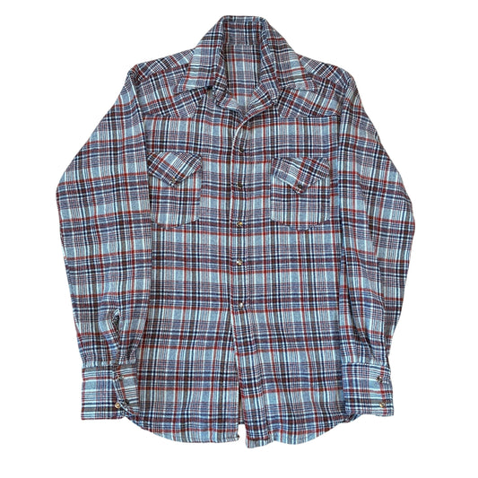 70’s Pearl Snap Plaid Flannel Shirt