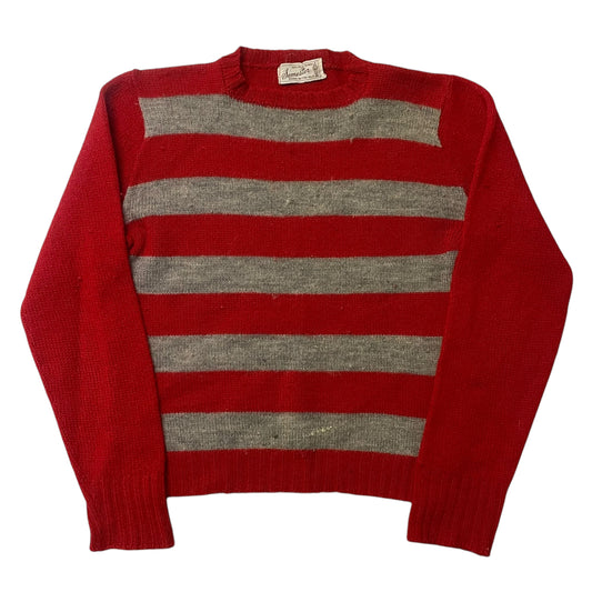 60’s Red/Gray Striped Sweater