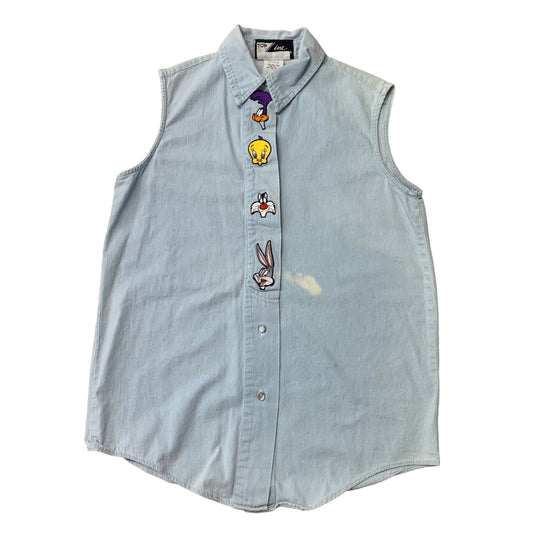 90’s Looney Tunes Sleeveless Buttoned Shirt