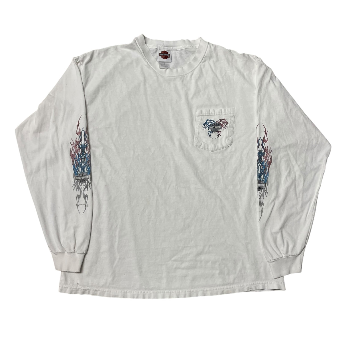 00’s Harley Davidson ‘Logan, Utah’ Flame Print Long Sleeve Pocket T-Shirt