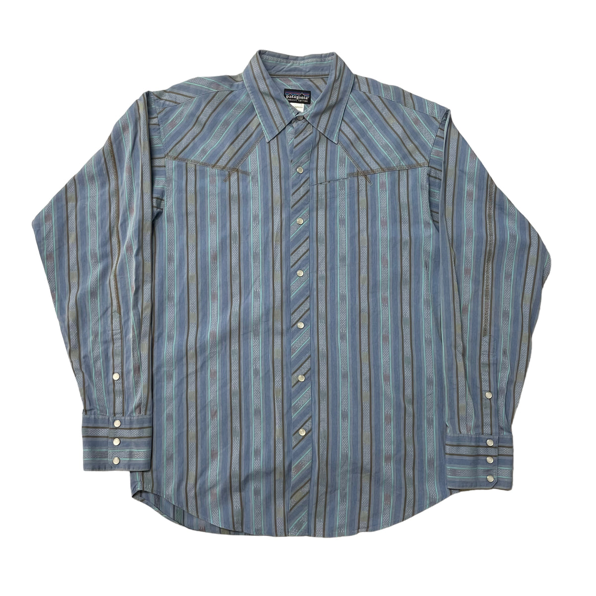 00’s Patagonia Rhythm Stripe Pattern Pearl Snap Shirt