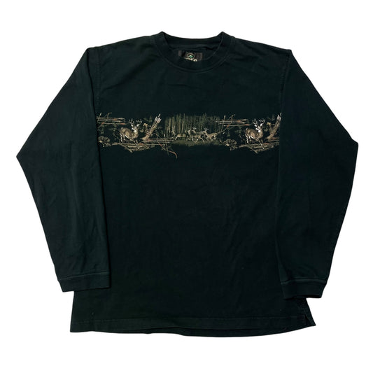 00’s Red Head Wrap Around Deer Hunting Print Long Sleeve T-Shirt