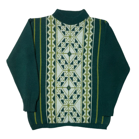 60’s Jersild Green Patterned Knit Sweater