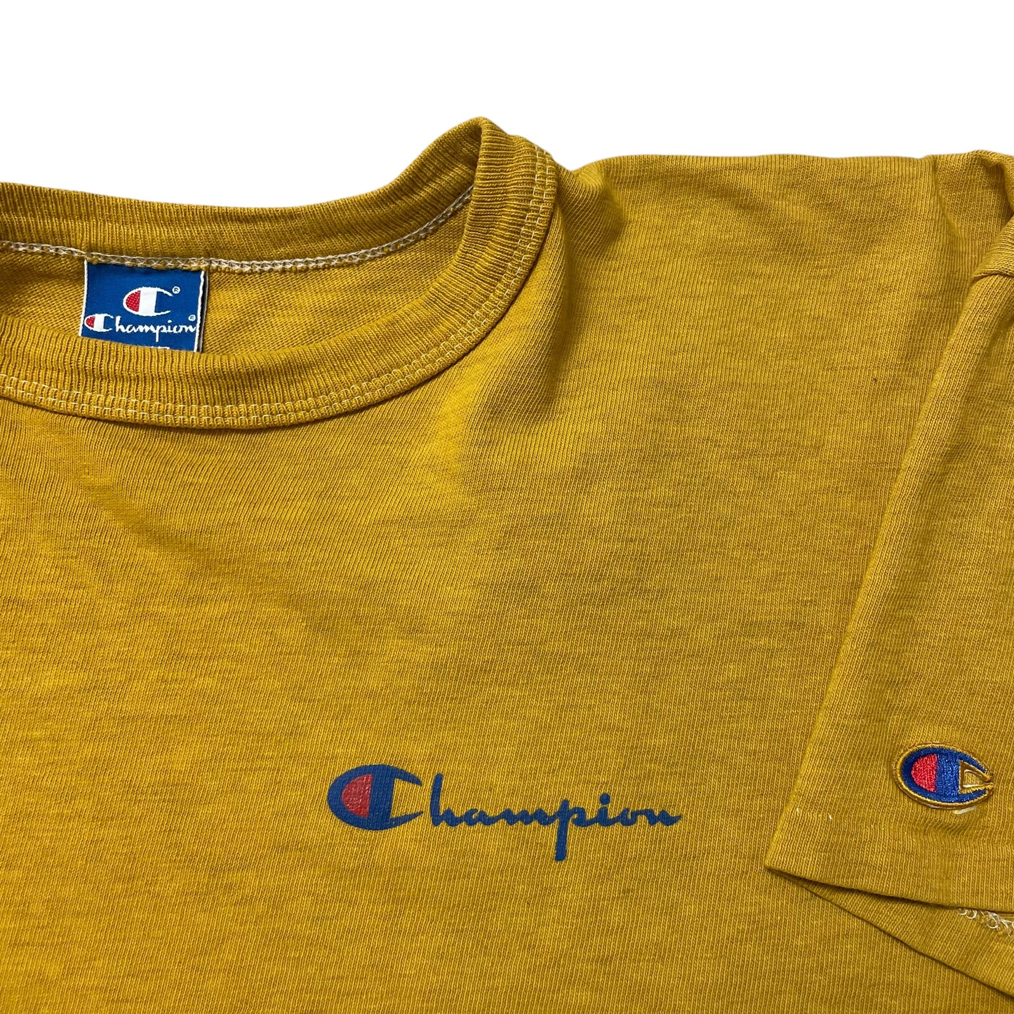 90’s Champion Logo T-Shirt Mustard Yellow