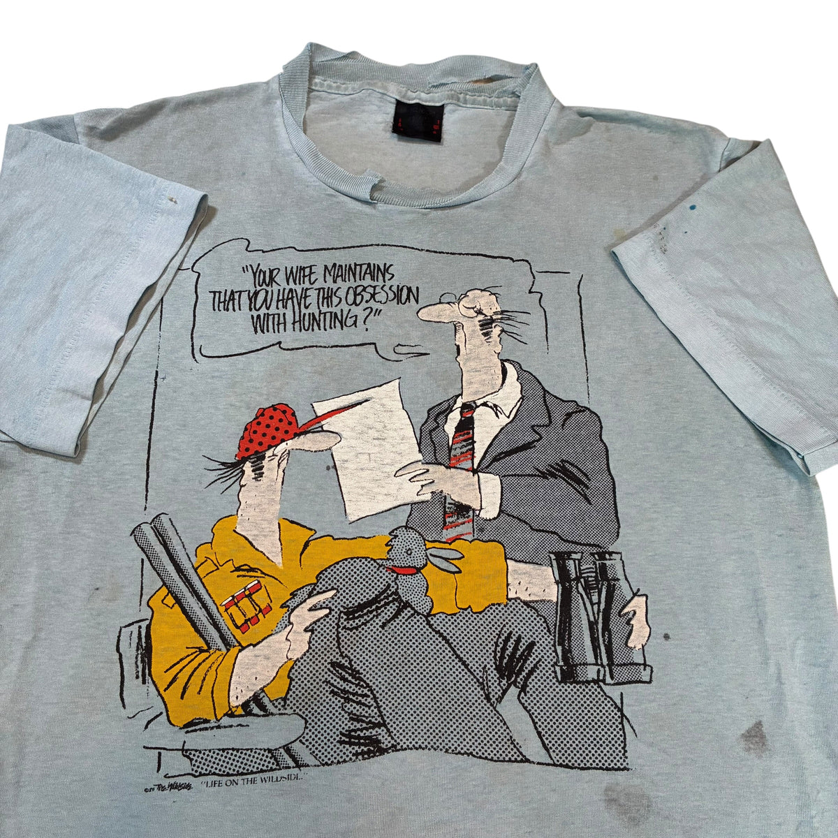 Vintage Distressed Hunting Comic T-Shirt Small