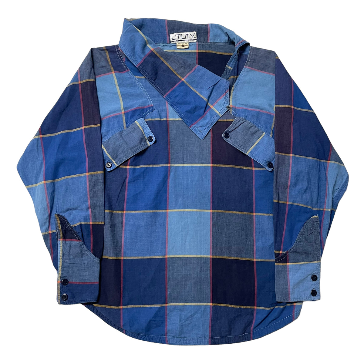 80’s Utility Plaid Slant Pocket Snap collar Shirt