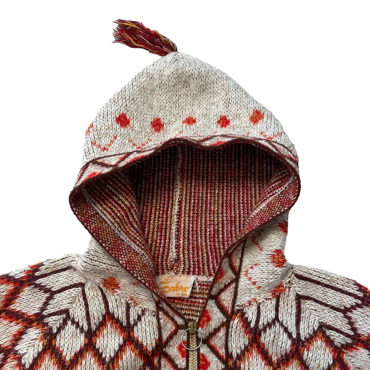 70’s Sabra Zip Up Hooded Knit Sweater