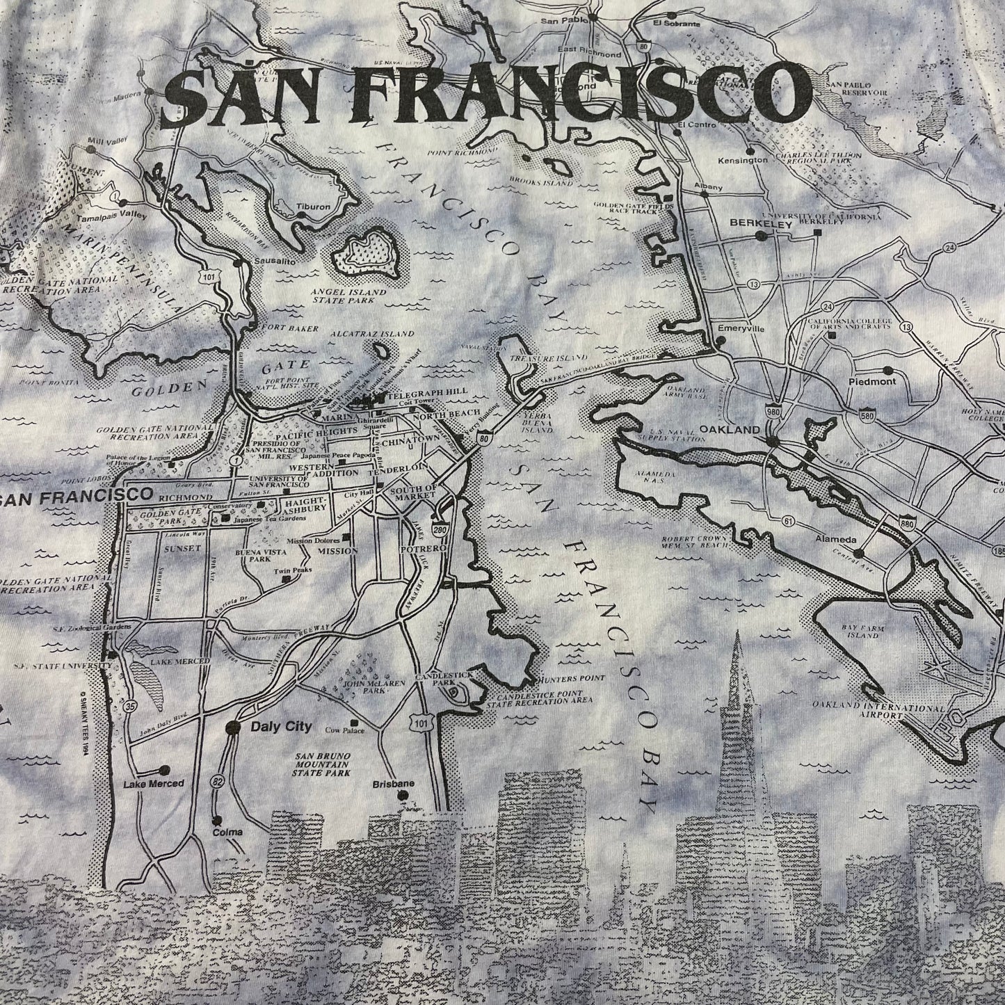 90’s San Francisco Map All Over Print T-Shirt