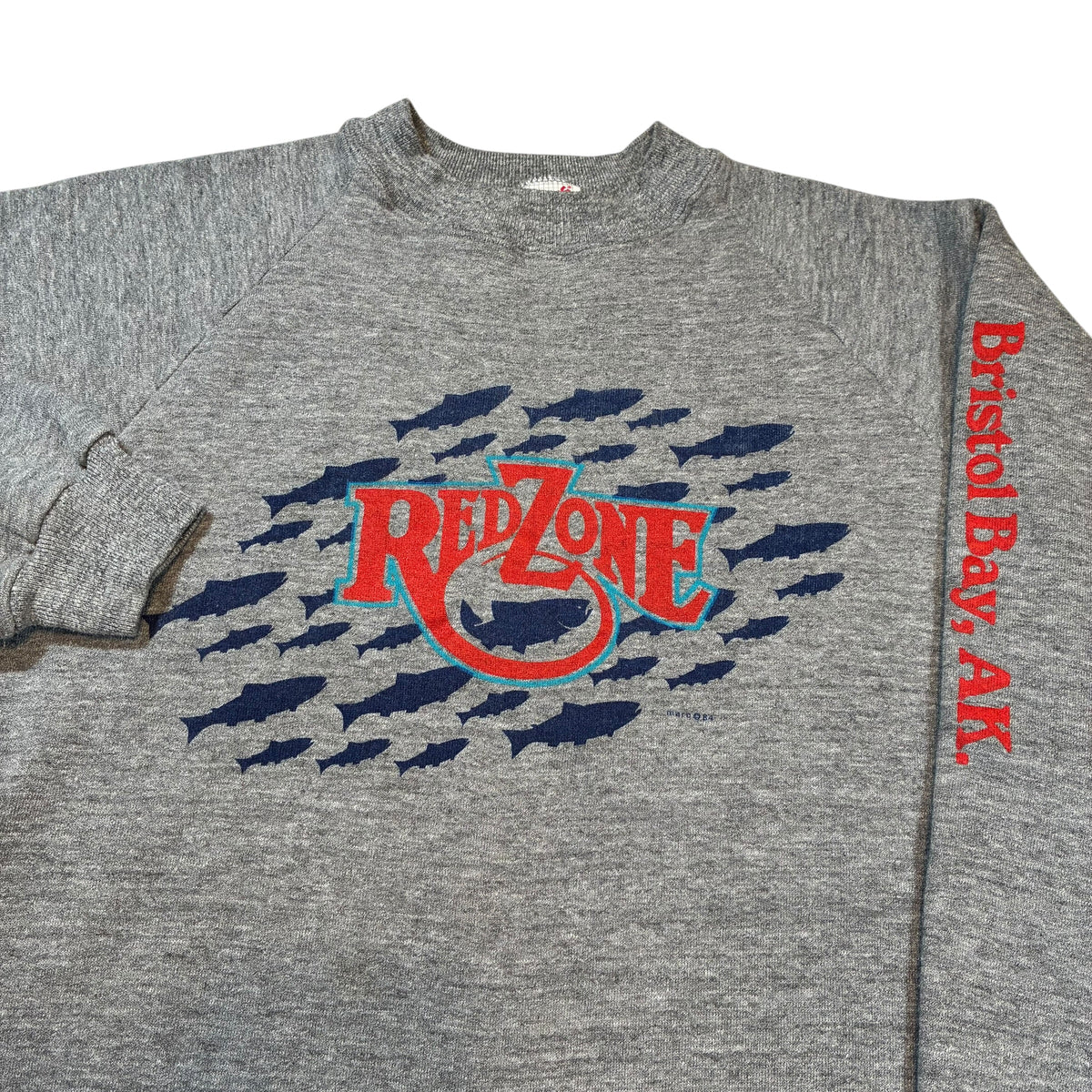 Vintage 80’s Bristol Bay Alaska ‘Redzone’ Fish Sweatshirt Medium