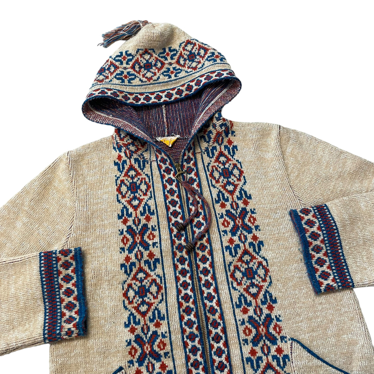 70’s Sabra Zip Up Hooded Knit Sweater