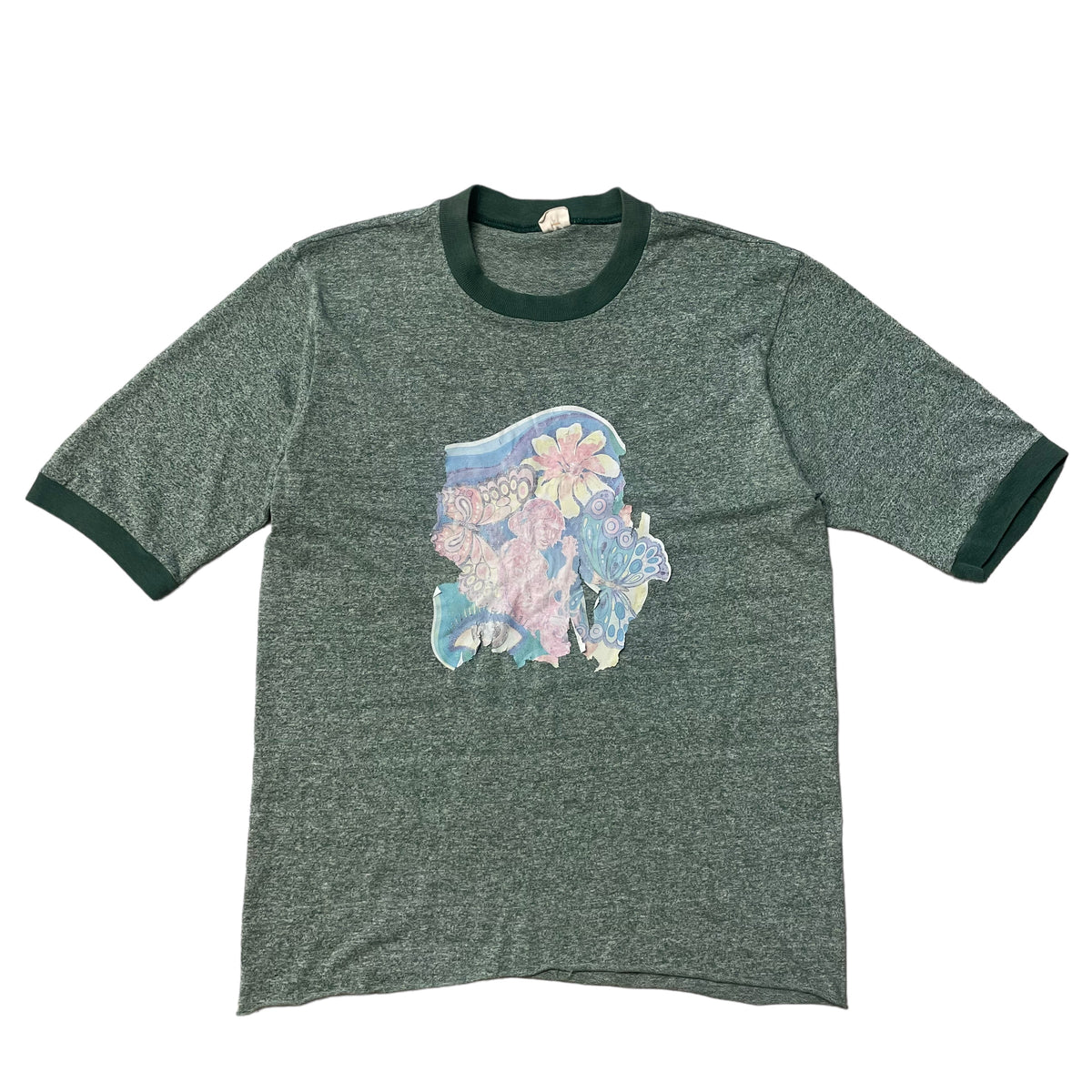 70’s Psychedelic iron-on Mid Sleeve Ringer Towncraft T-Shirt