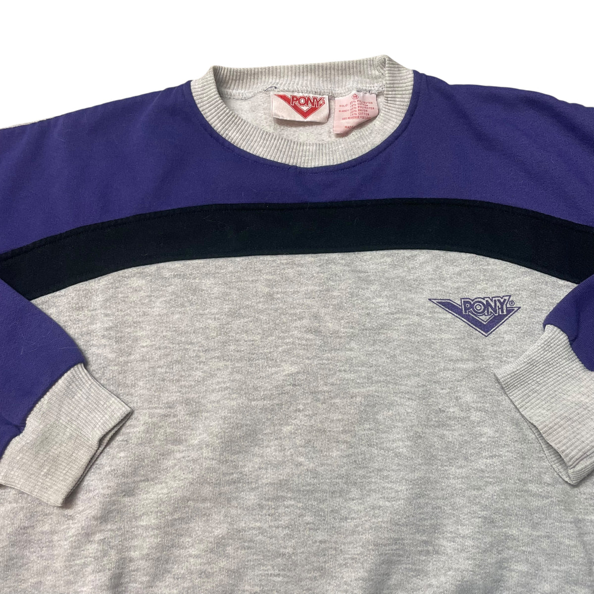 80’s Pony Color Block Sweatshirt Gray/Purple