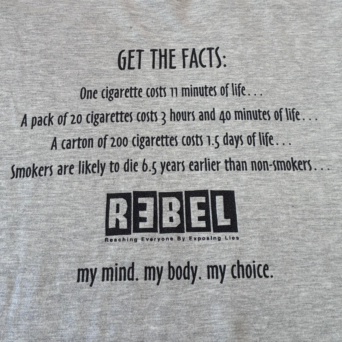 Anti-smoking T-shirt size large