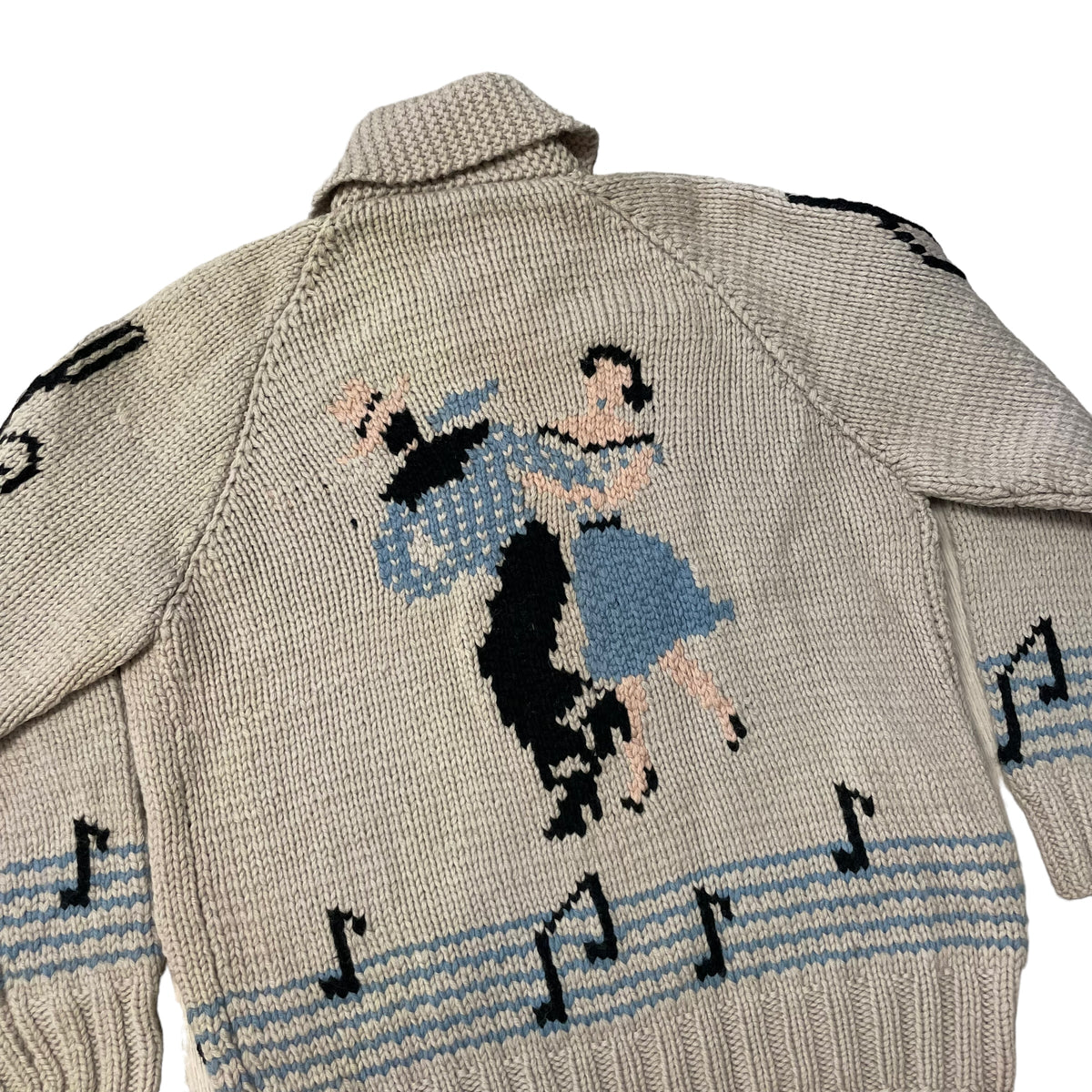 50’s/60’s ‘Rockabilly Dancing’ Music Note Design Cowichan Wool Sweater