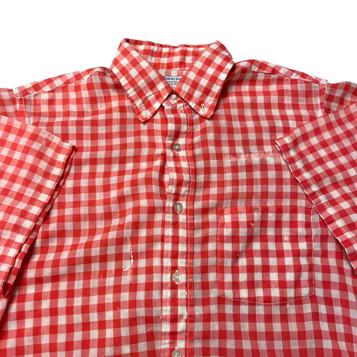 60’s Towncraft ‘Picnic Plaid’ Distressed Short Sleeve Shirt