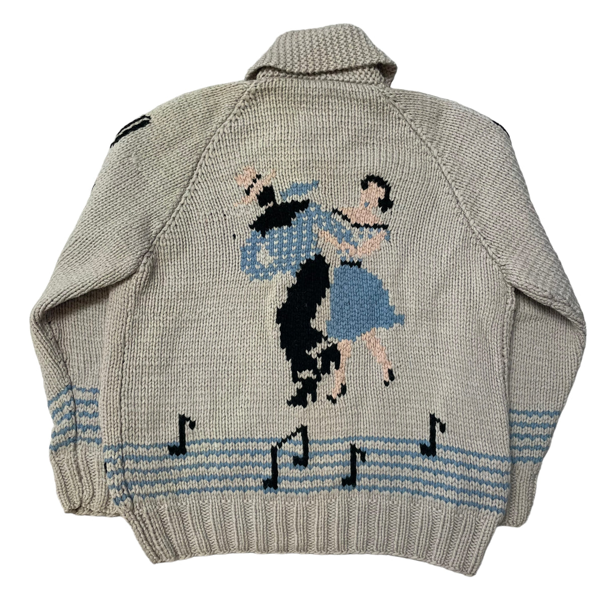 50’s/60’s ‘Rockabilly Dancing’ Music Note Design Cowichan Wool Sweater