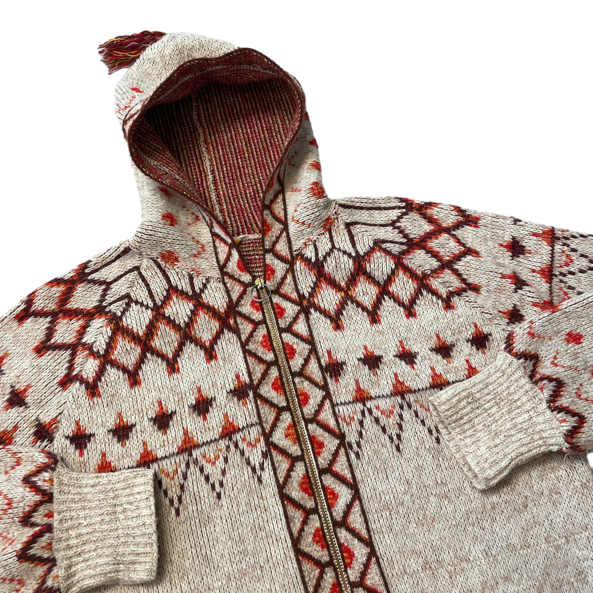 70’s Sabra Zip Up Hooded Knit Sweater