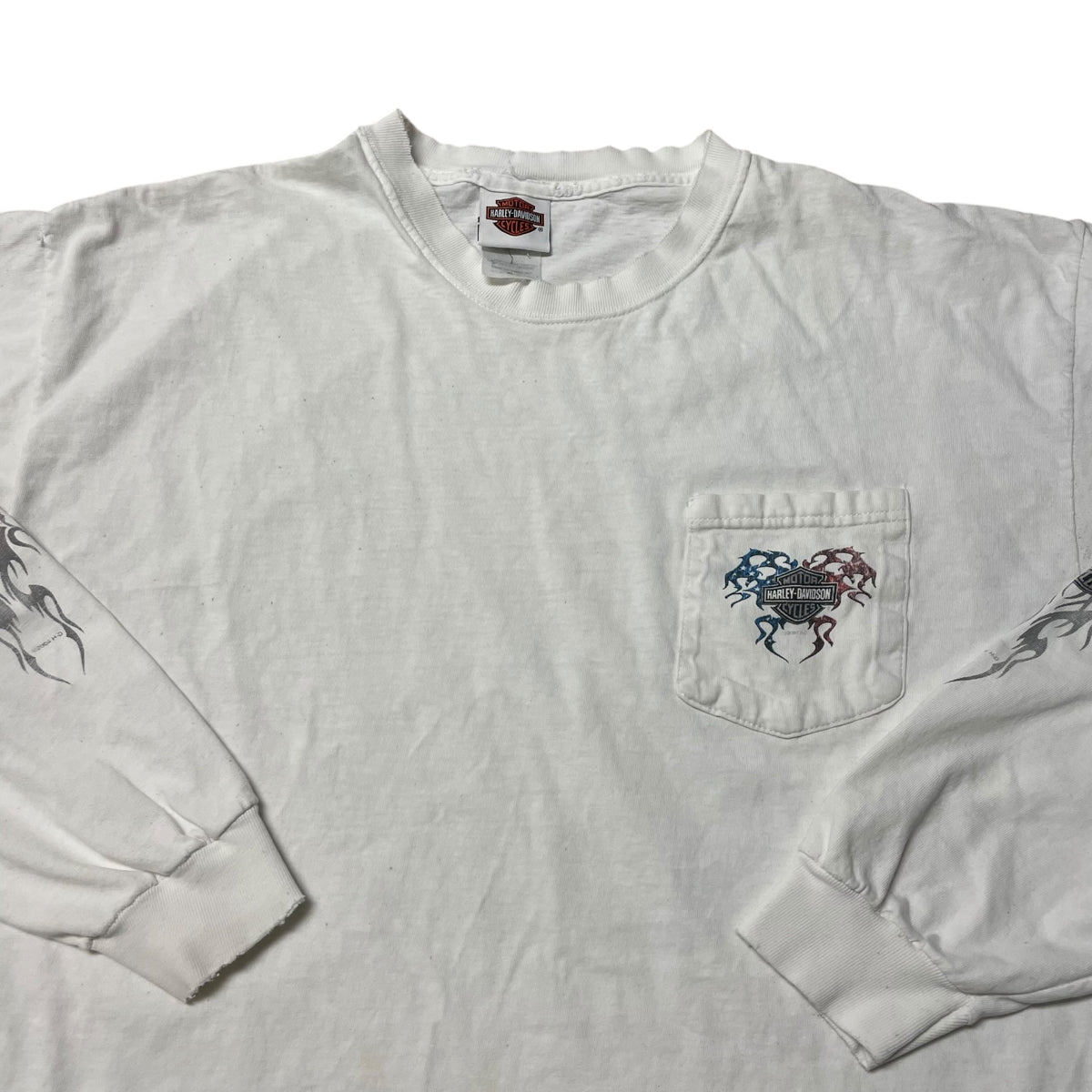 00’s Harley Davidson ‘Logan, Utah’ Flame Print Long Sleeve Pocket T-Shirt
