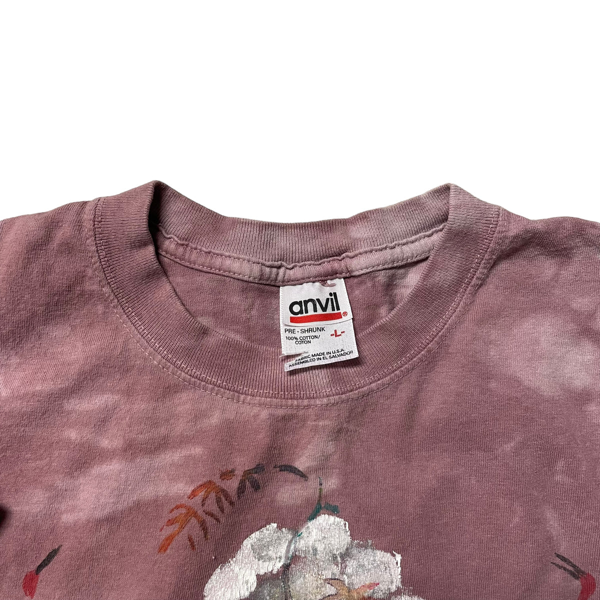 00’s Painted Cranes and Flowers Tie Dye T-Shirt