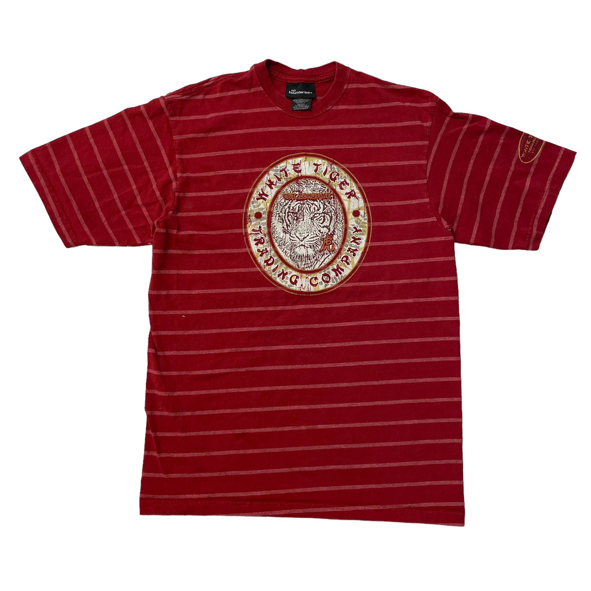 00’s No Boundaries ‘White Tiger Trading Co.’ Striped T-Shirt