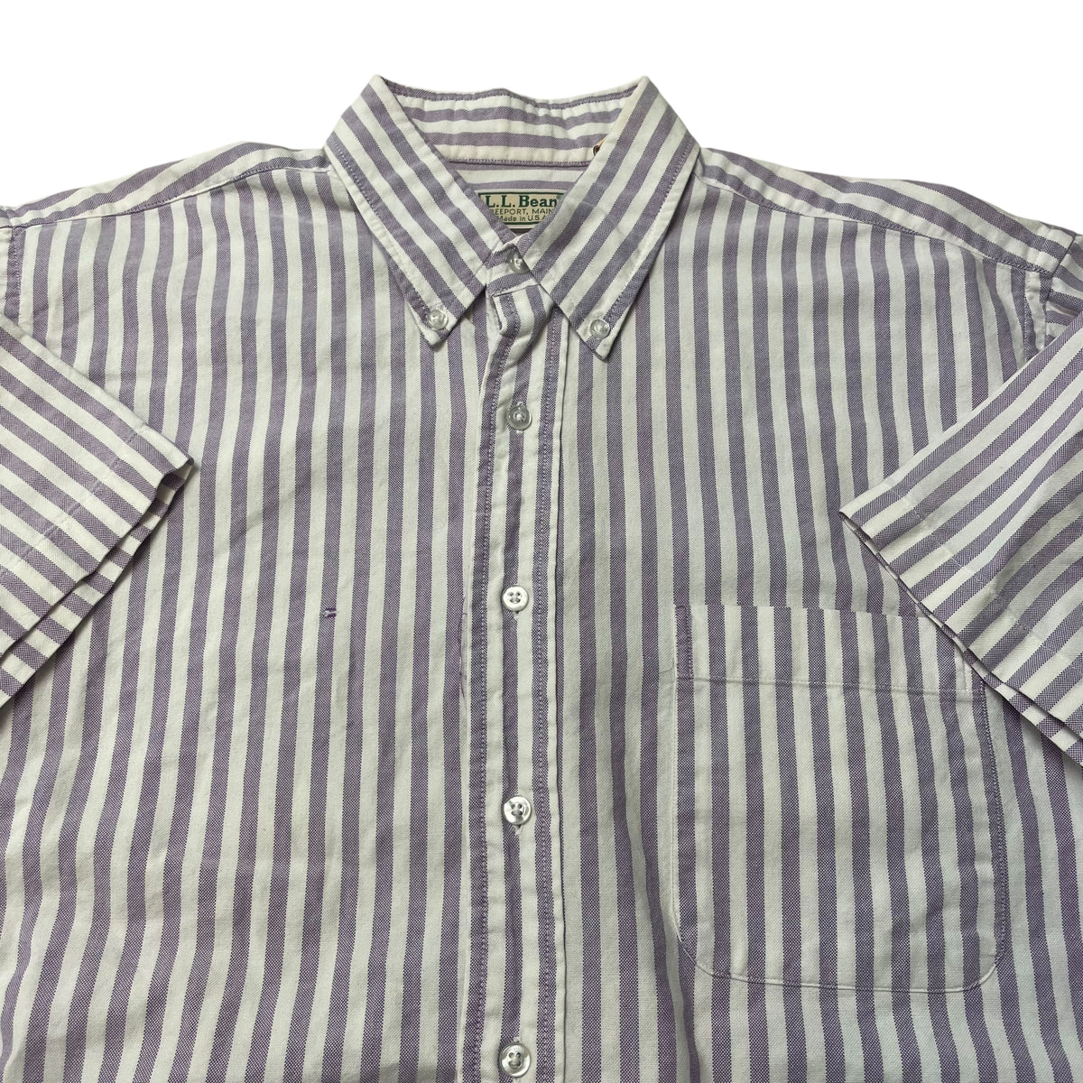 90’s L.L. Bean Short Sleeve Striped Shirt Purple/White