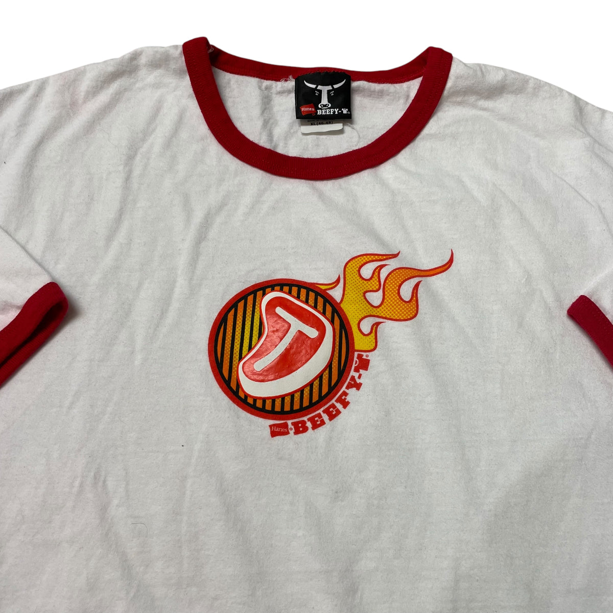 00’s Hanes Beefy-T ‘T-Bone Steak’ Puff Print T-Shirt