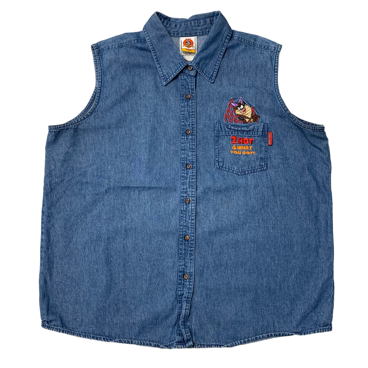 00’s Looney Tunes ‘2 Hot 4 What You Got’ Sleeveless buttoned shirt