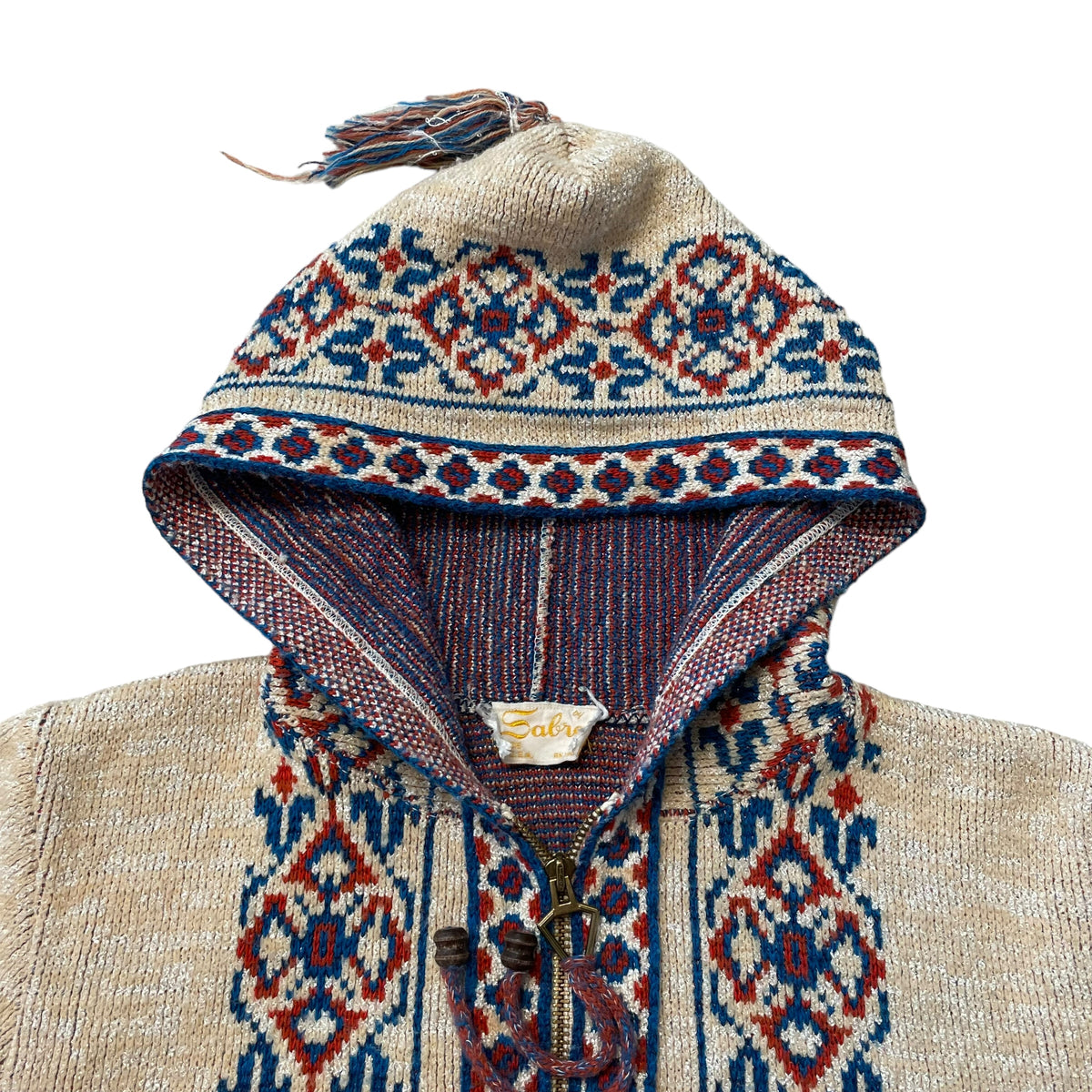 70’s Sabra Zip Up Hooded Knit Sweater